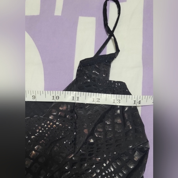 Mango Animal Print Embossed Black Tank Top Size Medium Draped Neckline - Picture 6 of 7